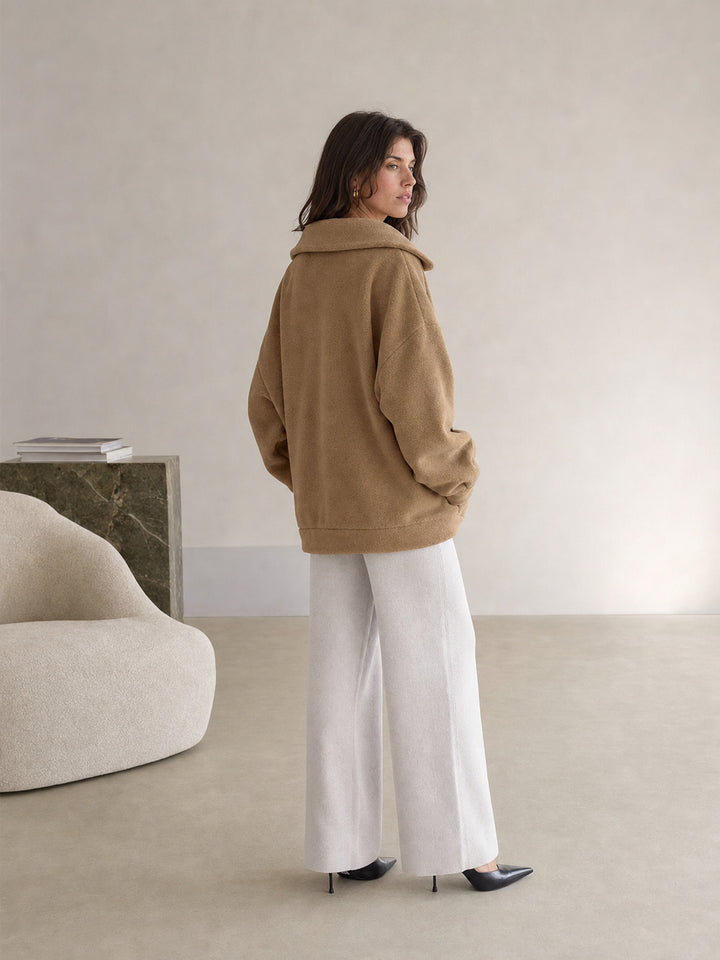 Oversized Quarter Zip Fleece Sweatshirt
