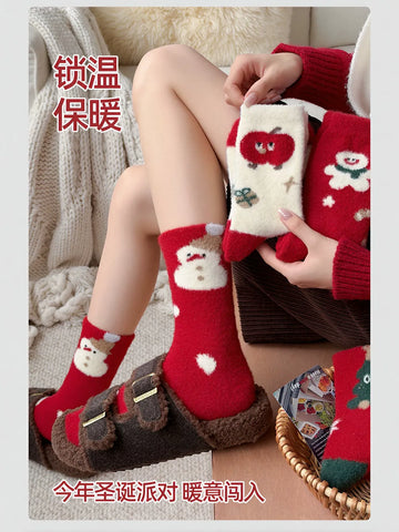 Cozy Fuzzy Christmas Gingerbread Crew Socks
