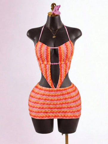 Sexy Cutout Crochet Mini Dress