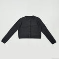 Textured Cropped Button Front Cardigan