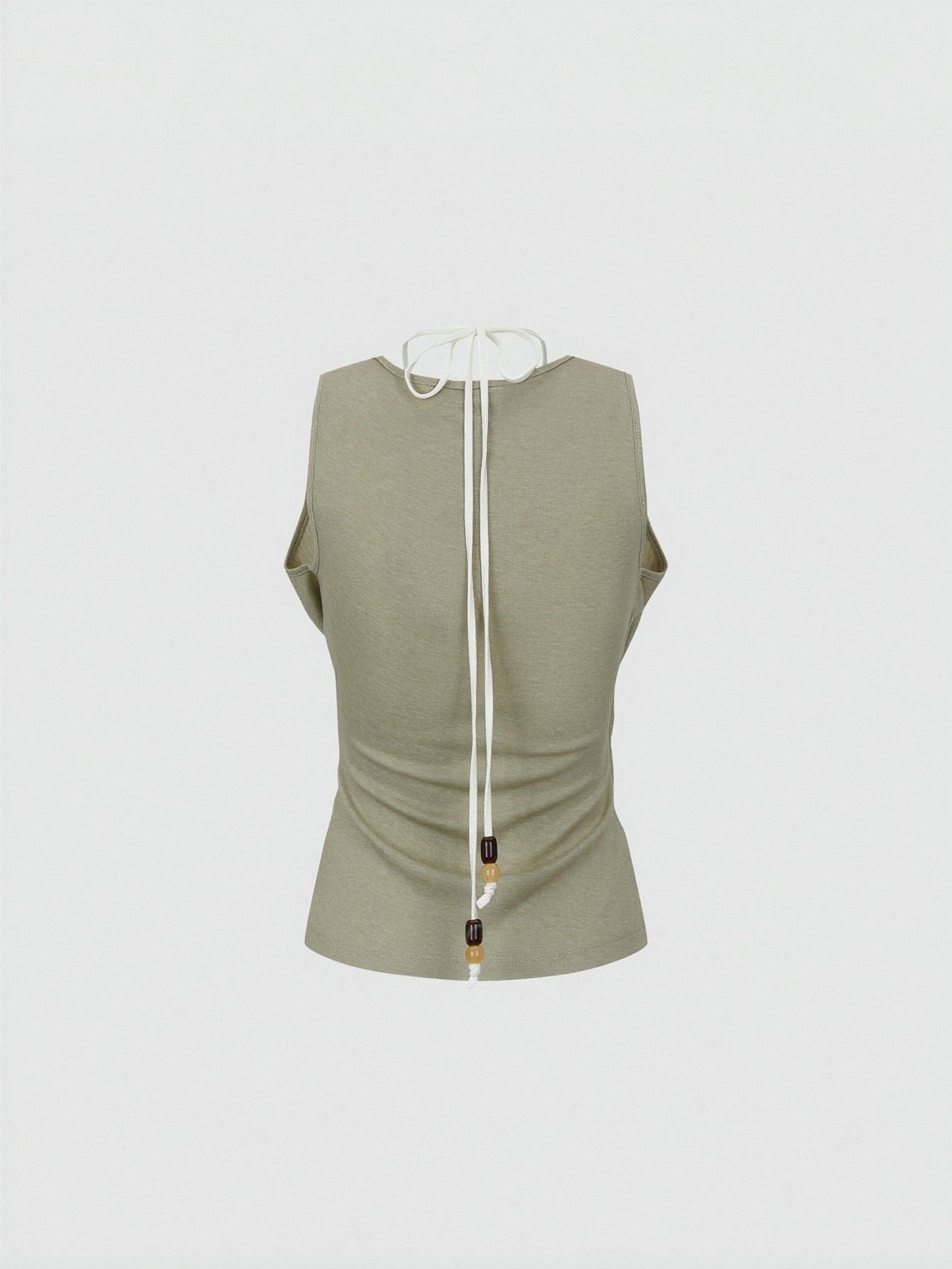 2 In 1 Contrast Cowl Neck Ruched Skinny-Fit T-Shirts