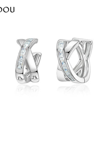 Elegant Sparkling Cross Huggie Earrings