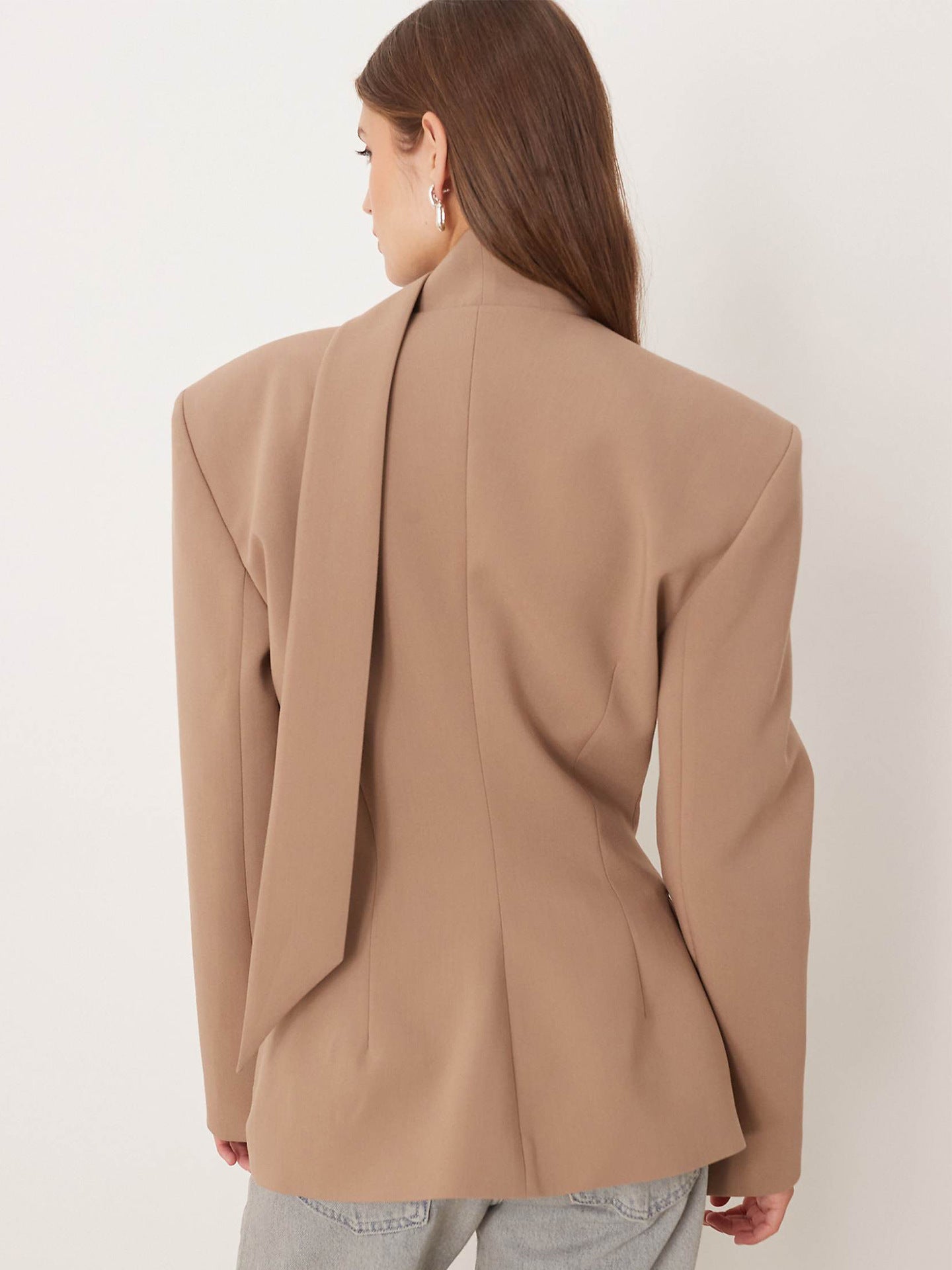 Tailored Scarf Detail Fitted Blazer