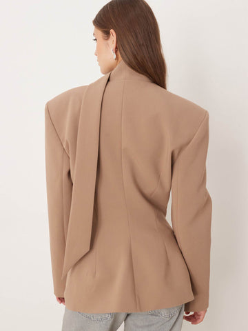 Tailored Scarf Detail Fitted Blazer
