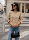 Oversized Cable Knit Crewneck Sweater