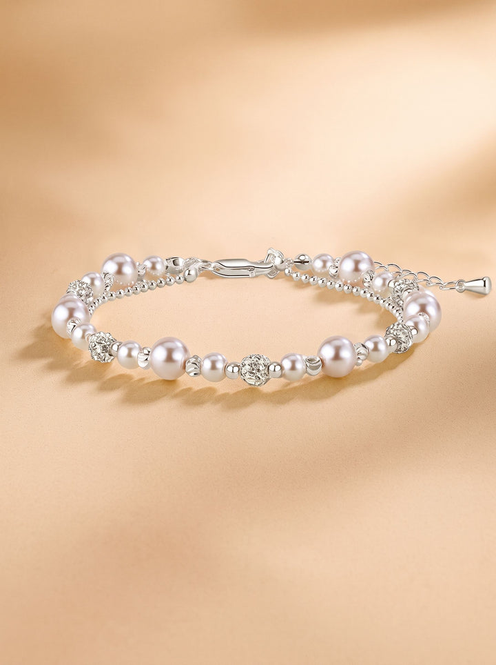 Elegant Layered Pearl Charm Bracelet
