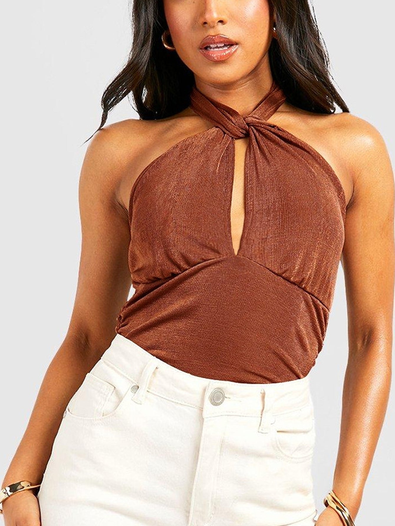Halter Twist Front Bodysuit