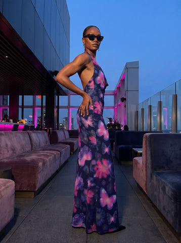 mssistert -'s Pink Butterfly Print Midi Dress