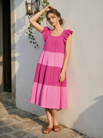 Tiered Cotton Ruffle Midi Dress