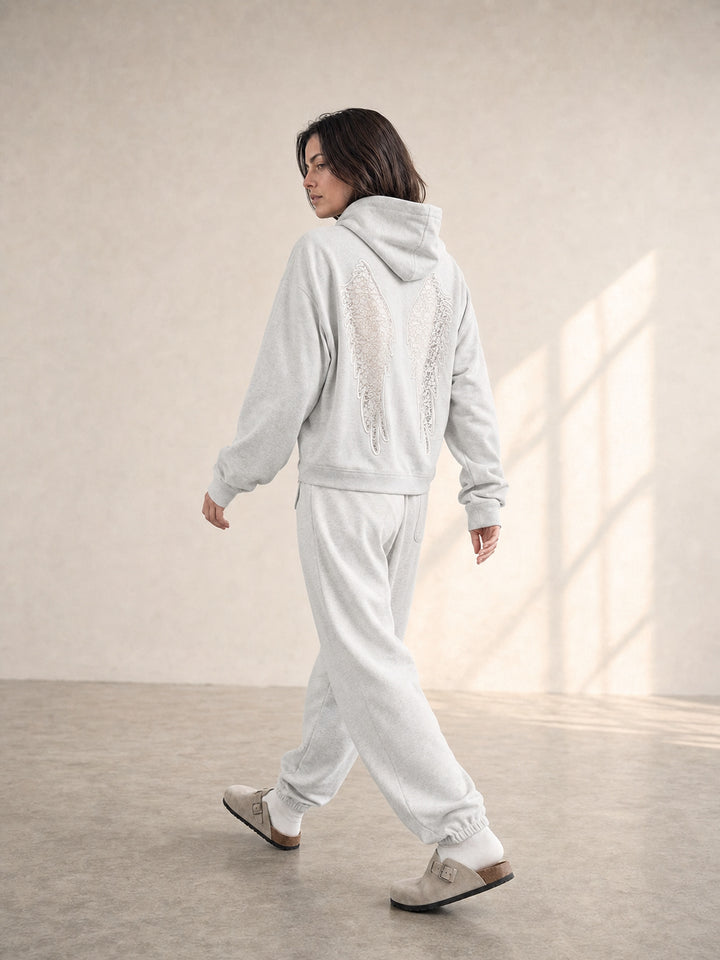 Lace Angel Wing Back Hoodie