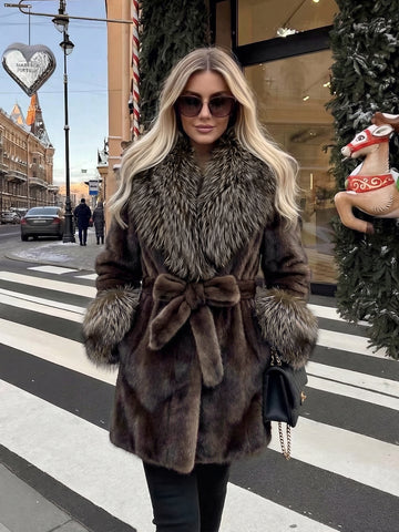 Luxurious Belted Faux Fur Coat