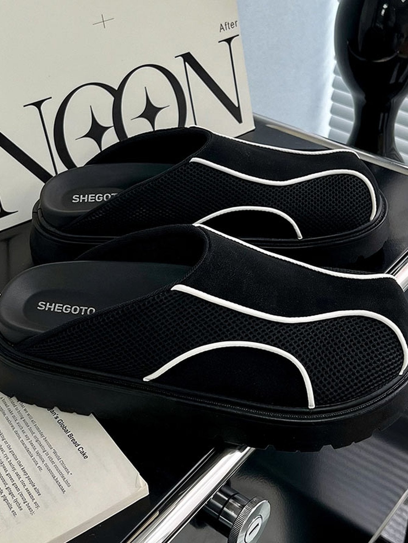 Comfy Platform Mesh Slip On Mules