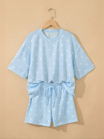 Cozy Polka Dot Lounge Shorts Set