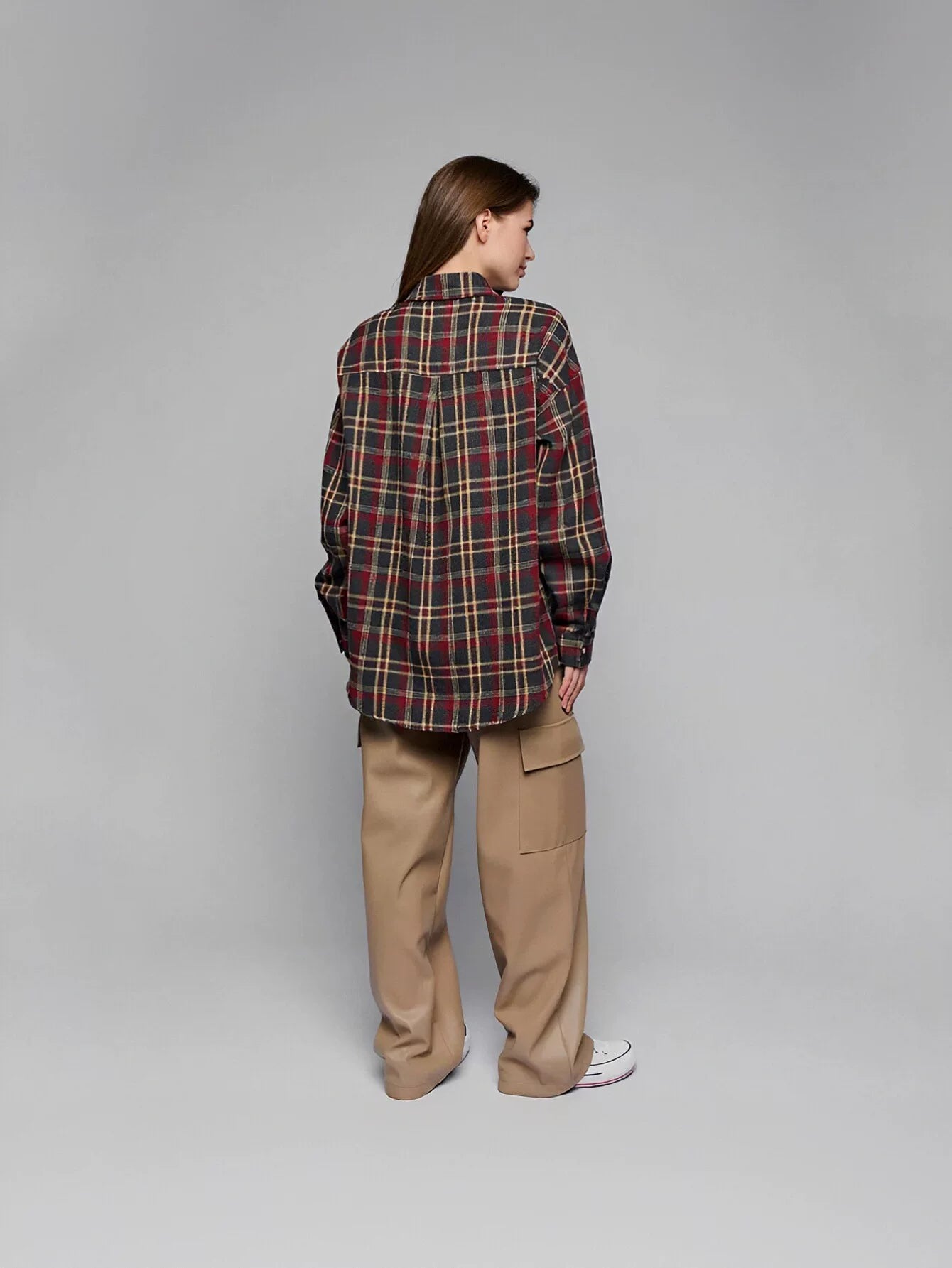 Oversized Plaid Button Up Shirt