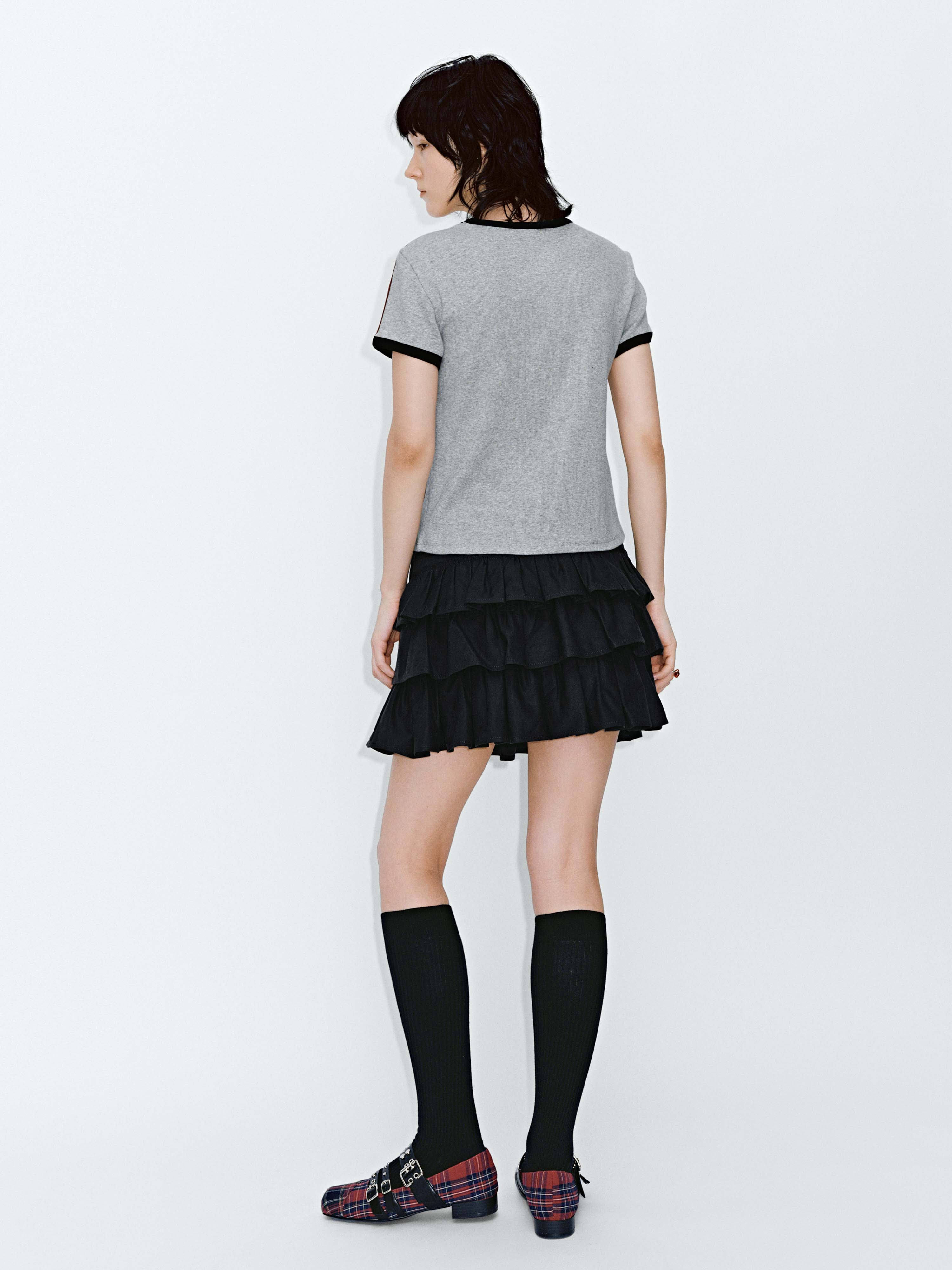Tiered Ruffle A-Line Mini Skirts