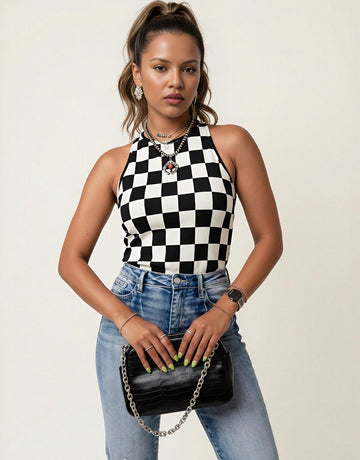 Checkered Sleeveless Tank
