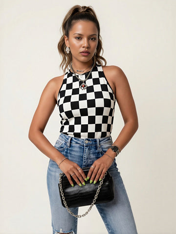 Checkered Sleeveless Tank