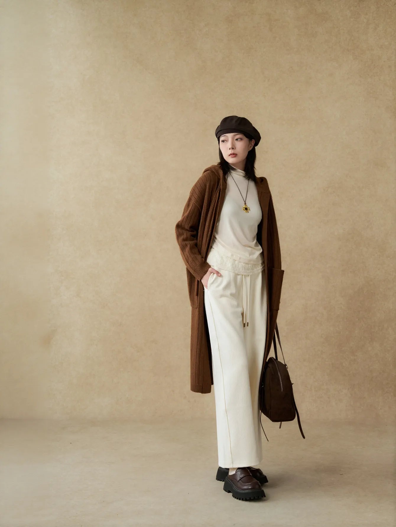 Cozy Ribbed Hooded Knit Cardigan