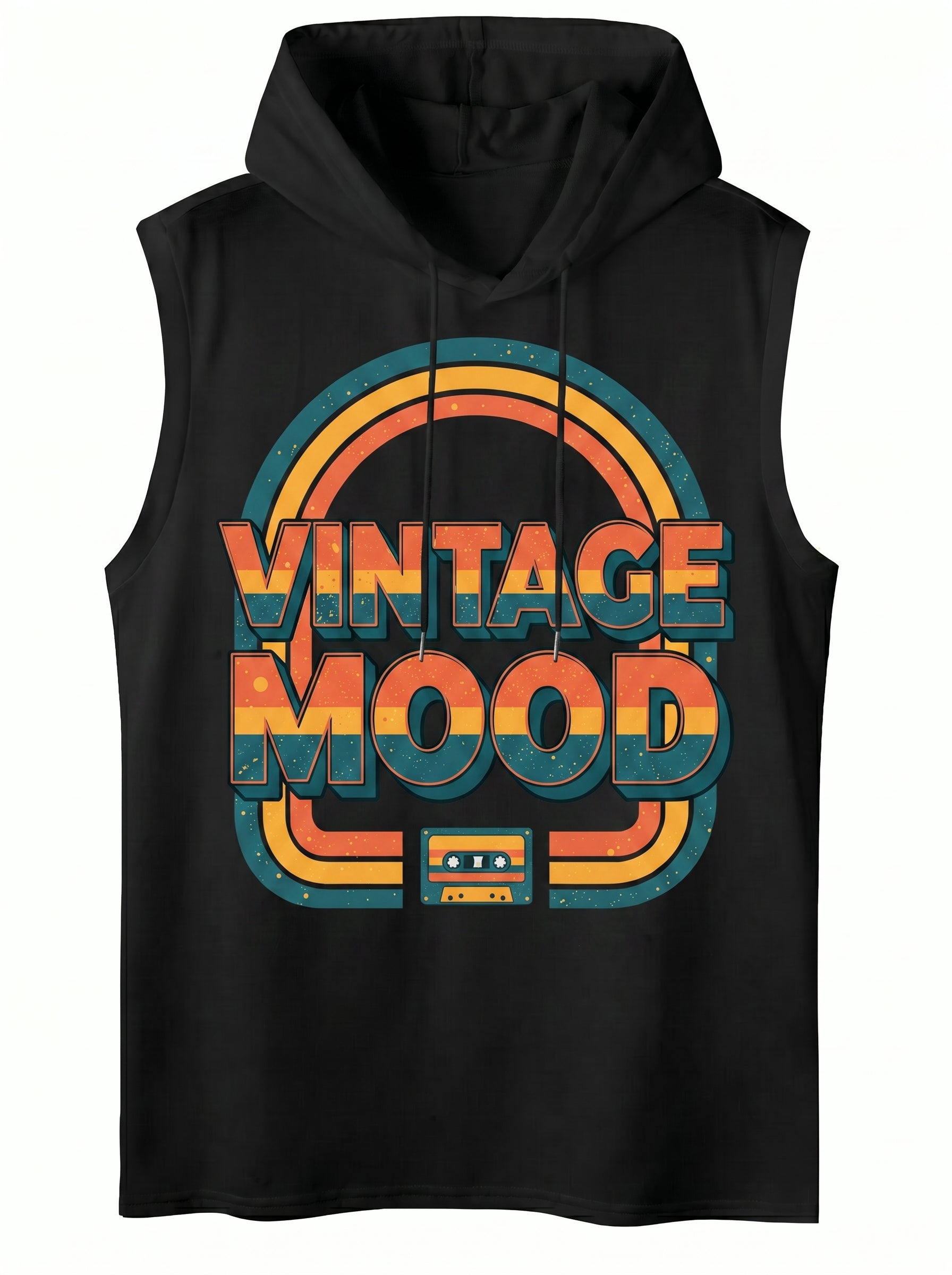 Vintage Graphic Hooded Sleeveless Tank Top