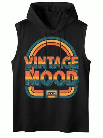 Vintage Graphic Hooded Sleeveless Tank Top