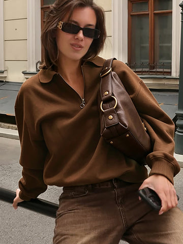 Oversized Quarter Zip Pullover Sweatshirt