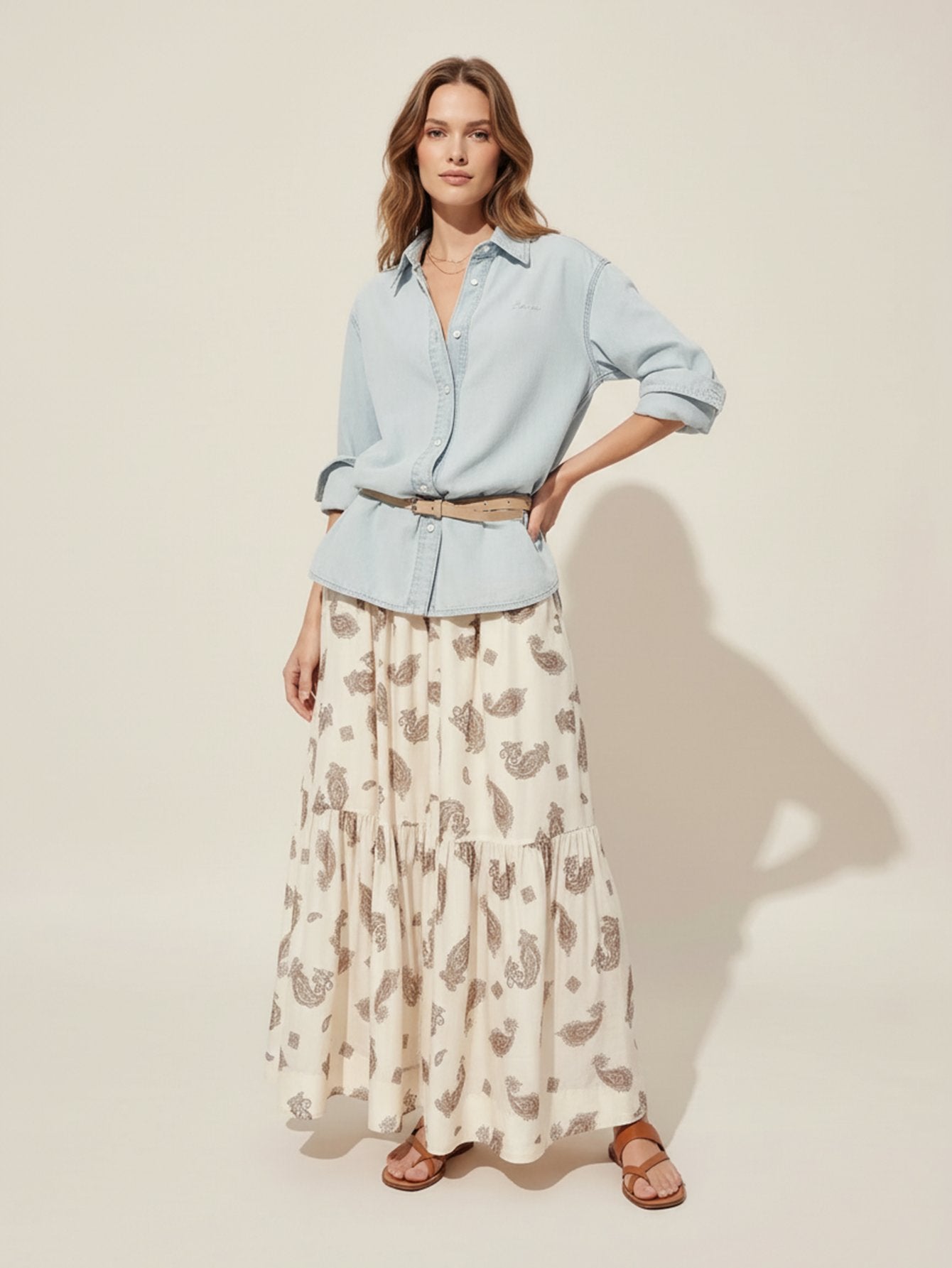 Paisley Pattern Tiered Skirt