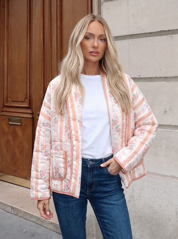Floral Quilted Lightweight Puffer Jacket