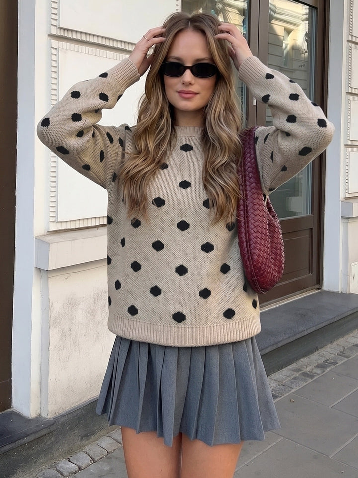 Cozy Polka Dot Knit Sweater