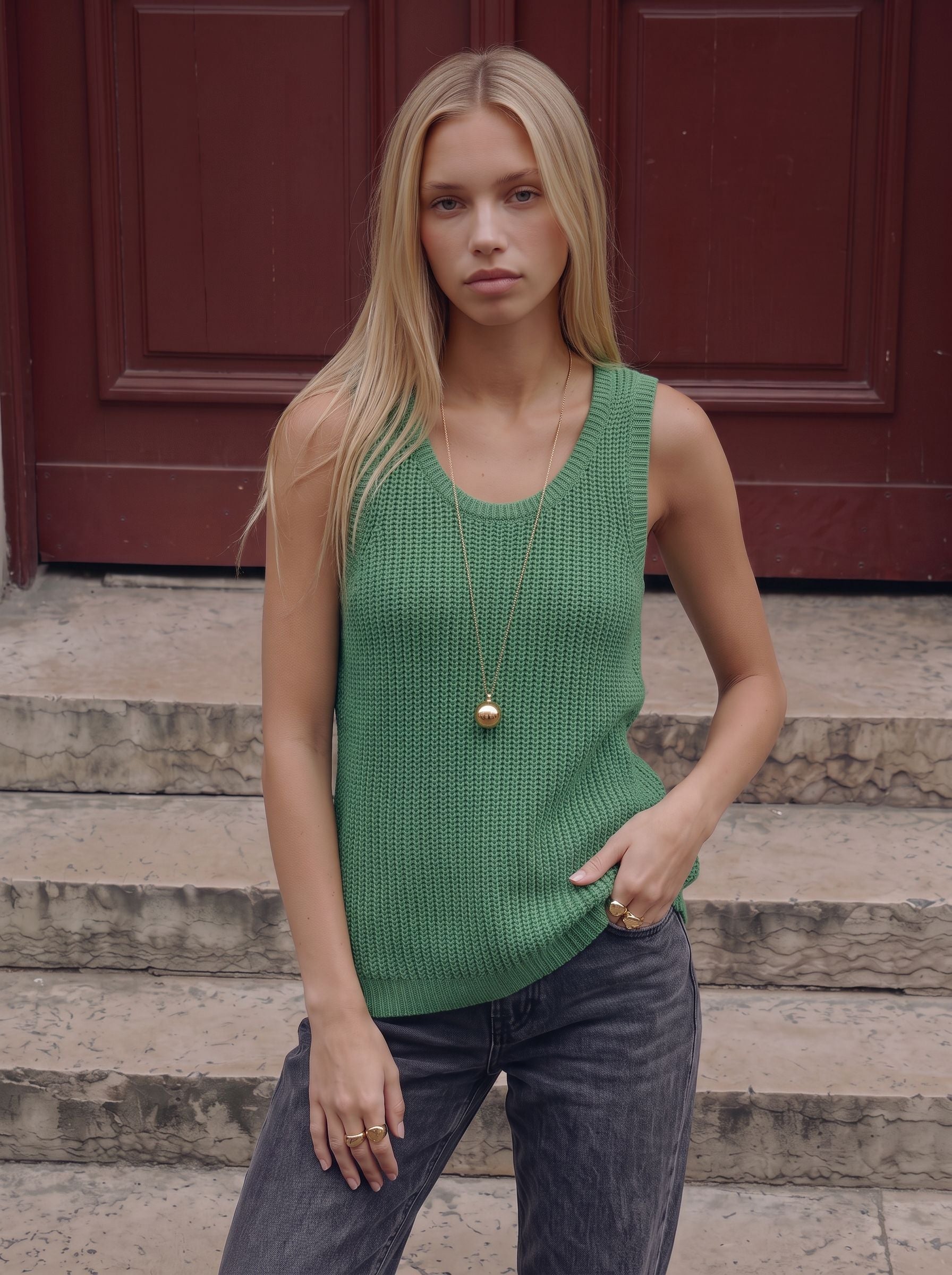 Breathable Open Knit Sweater Tank