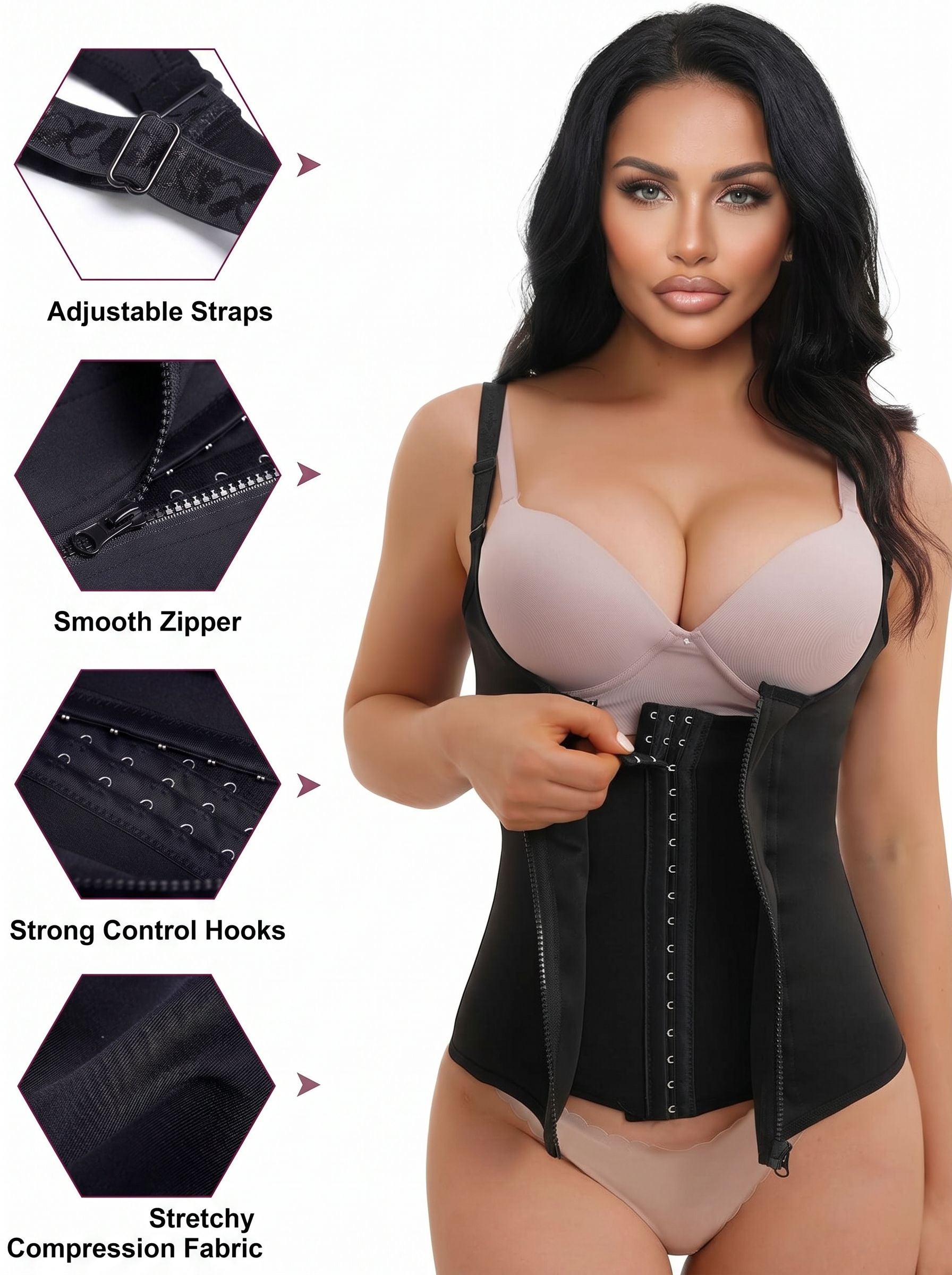 Tummy Control Zipper Waist Trainer Shapewear