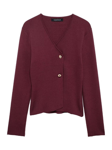 Elegant Asymmetric Button Knit Cardigan