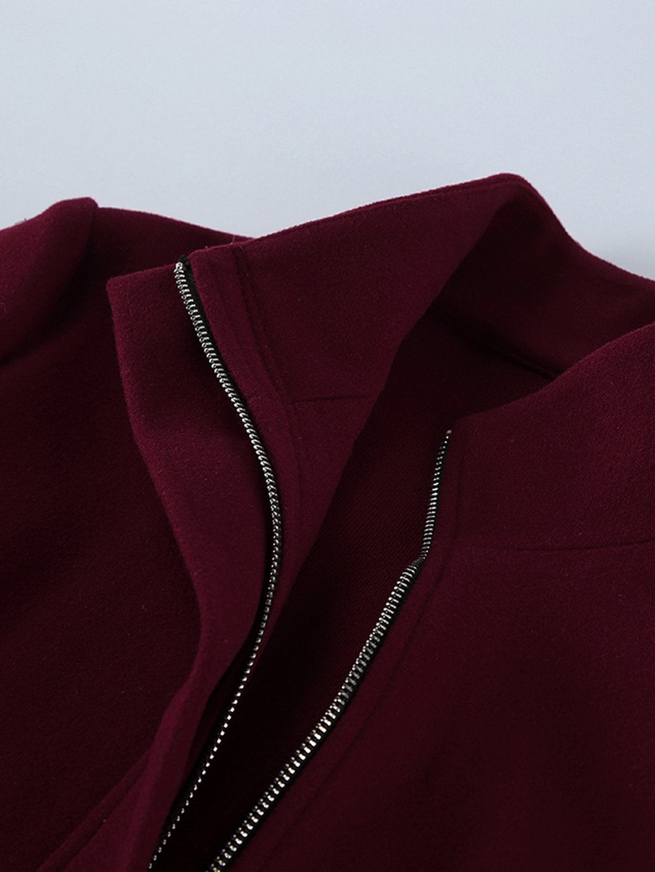 Stand Collar Belted Wool Coat