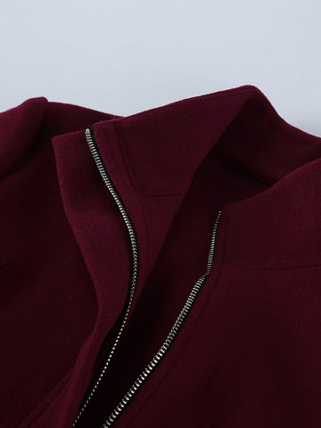 Stand Collar Belted Wool Coat