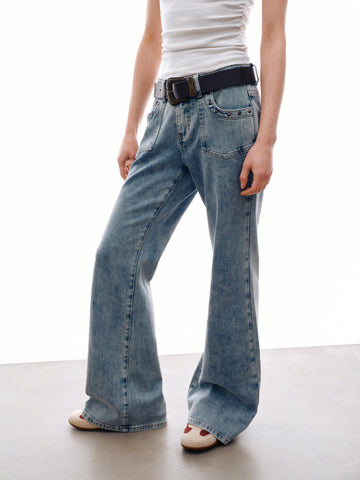 Belted Flare Leg Jeans