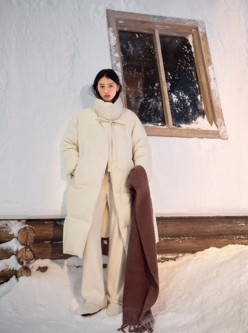 Oversized Tie Front Puffer Coat