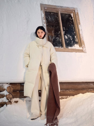 Oversized Tie Front Puffer Coat