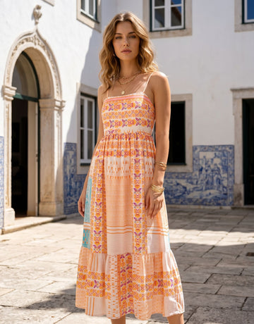 Boho Printed Tiered Maxi Dress