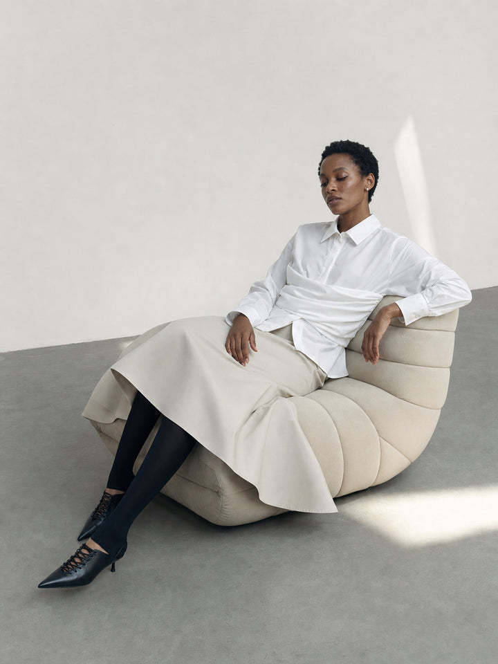 Ruched Waist Button Down Shirt