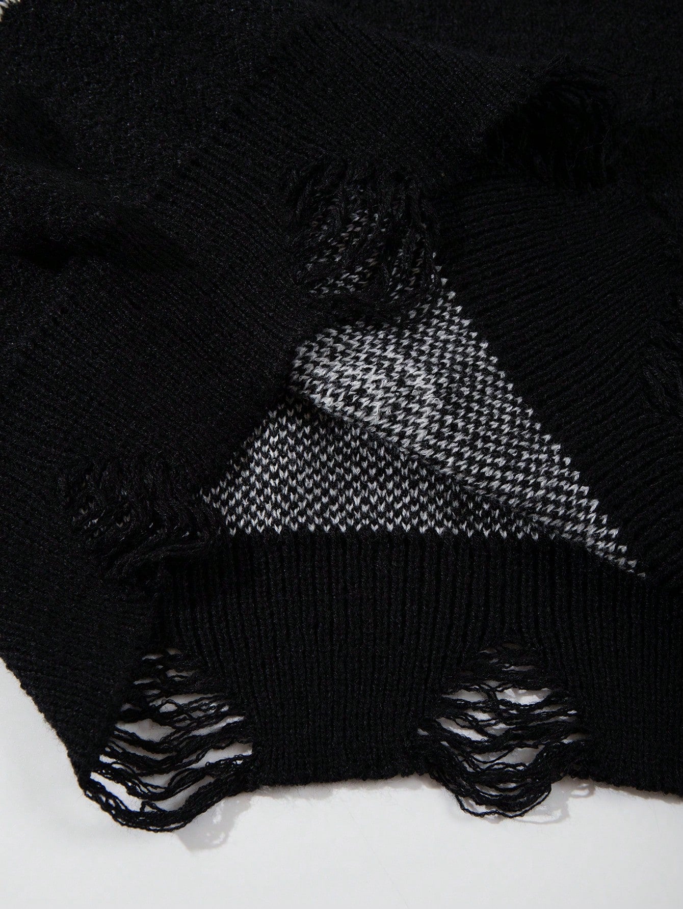 Oversized Graphic Distressed Knit Sweater
