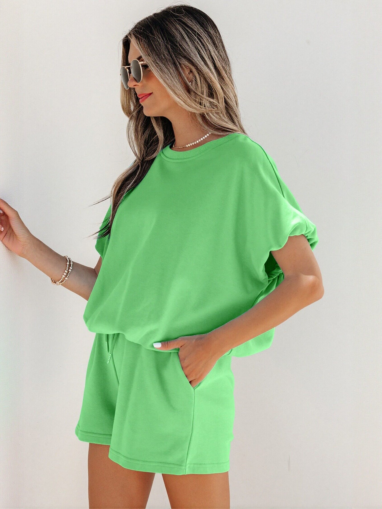 Comfy Casual Green Shorts Set