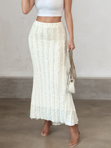Textured Mermaid Hem Midi Skirt