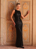 Sleek Black Sequin Maxi Dress