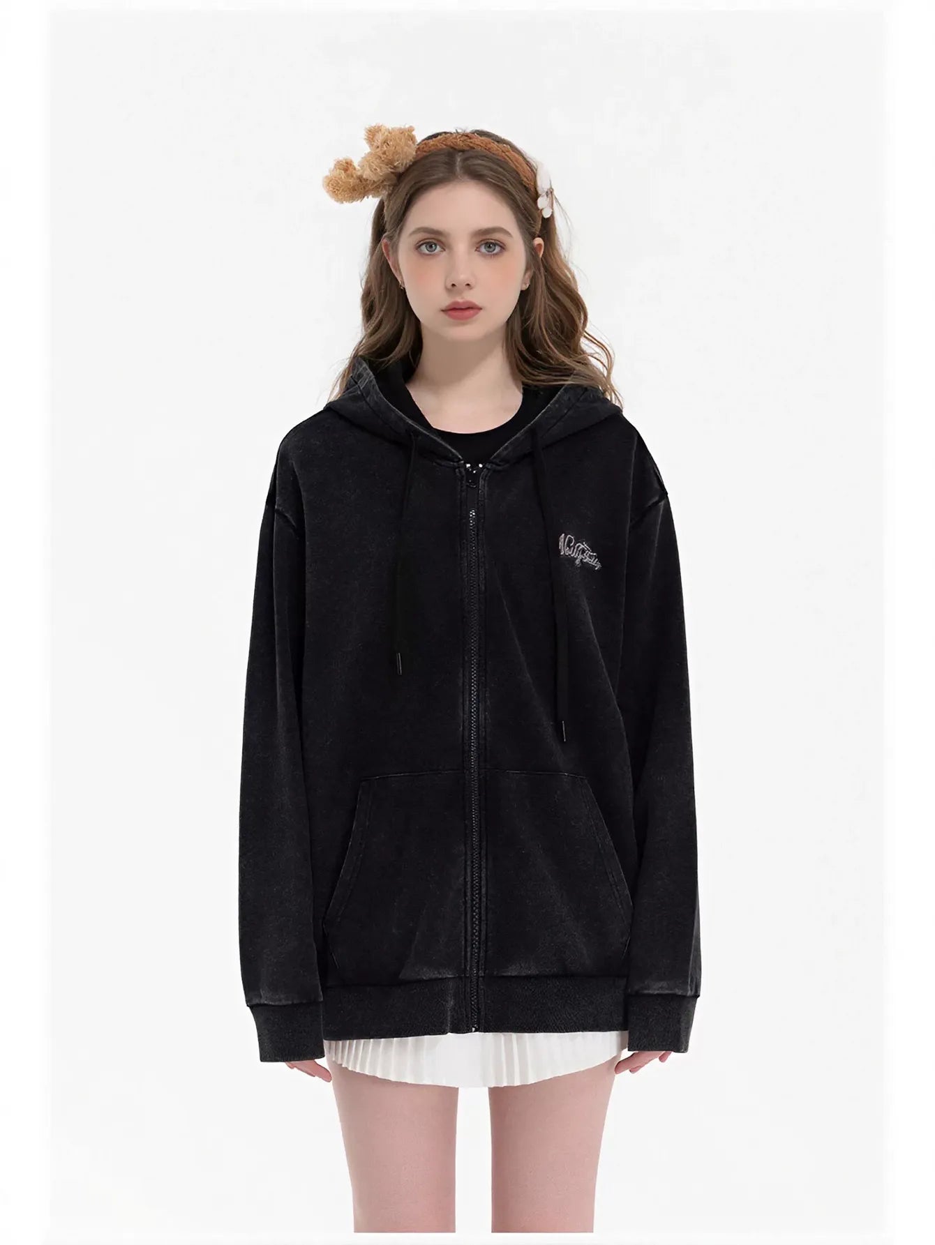 Sequin Embellished Teddy Bear Hooded Jacket