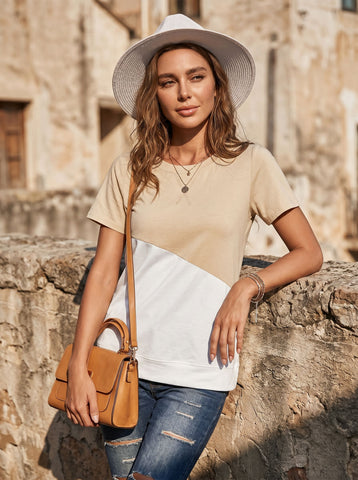 Colorblock Crewneck Short Sleeve T-Shirt