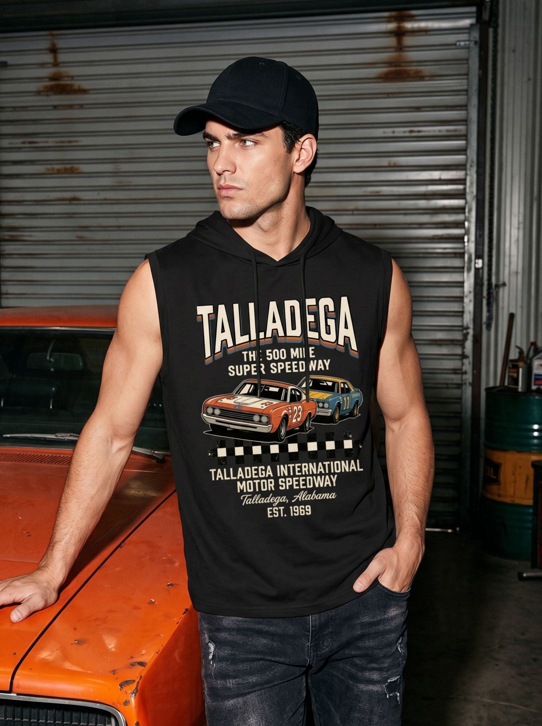 Vintage Graphic Hooded Muscle Tank