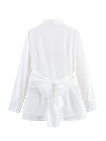 Ruched Waist Button Down Shirt