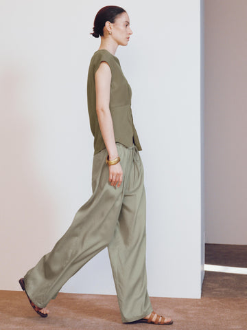 Drawstring Pull On Wide-Leg Pants