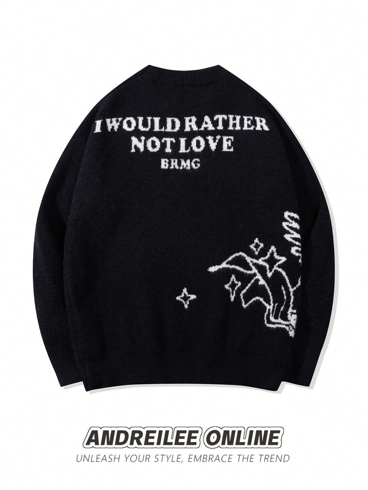 Cupid Graphic Heart Print Oversized Crewneck Sweater