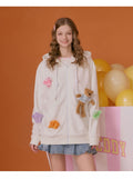 Cute Bear Graphic Zip Hooded Jacket