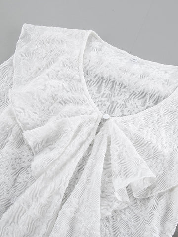 Elegant Ruffle Lace Long Sleeve Blouse